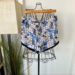 Topshop Tropical Print Cuffed Shorts